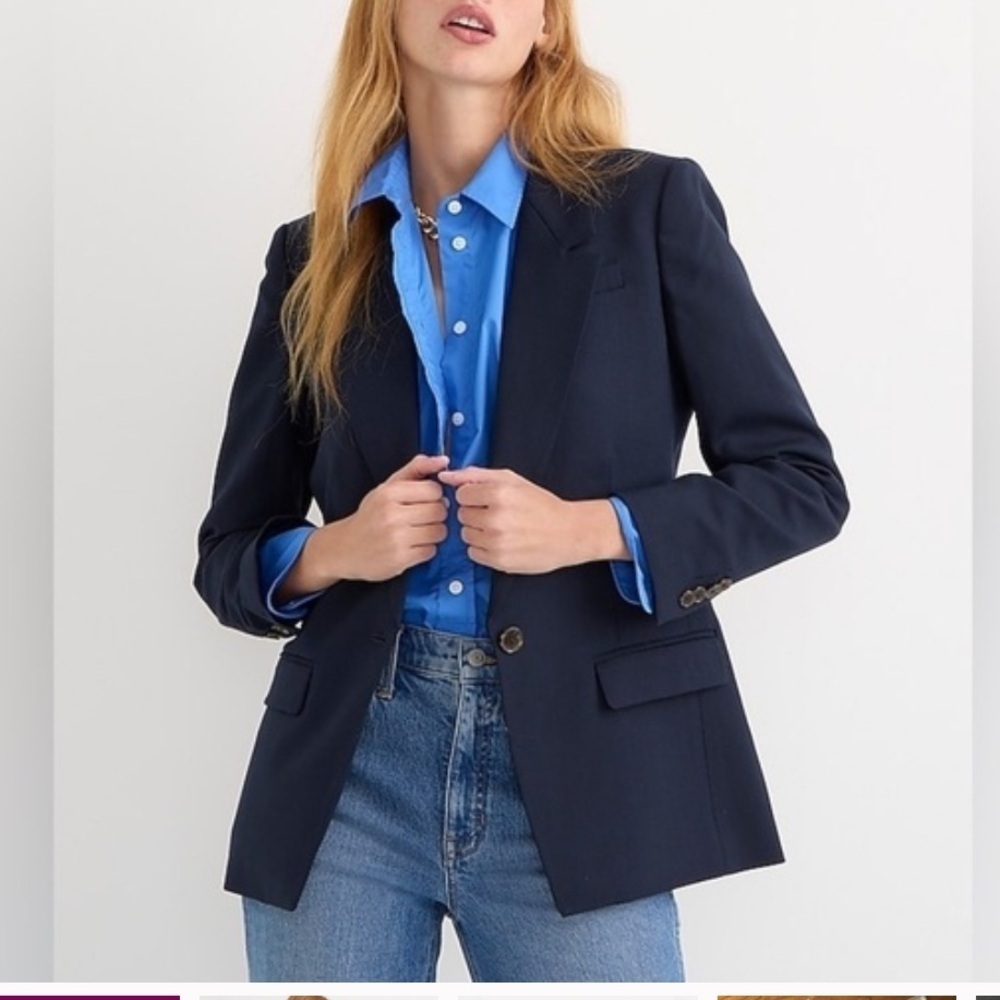 J.Crew Womens Navy Willa Italian wool Blazer 4P